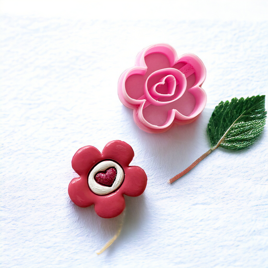 Flower with a Heart Cutter - ClartStudios - Polymer clay Jewellery