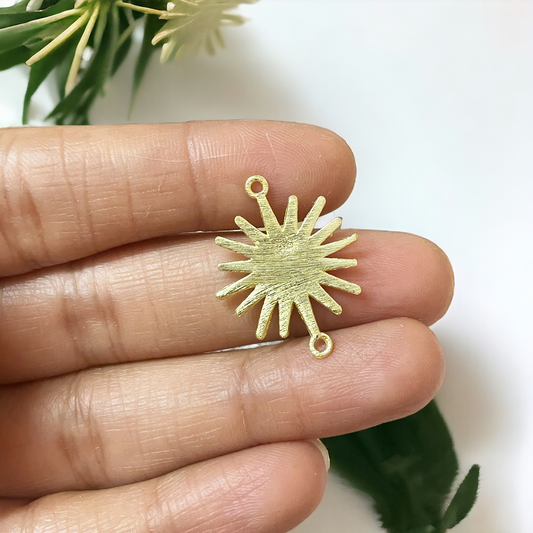 14k Real Gold Plated BrassSun Charm - ClartStudios - Polymer clay Jewellery