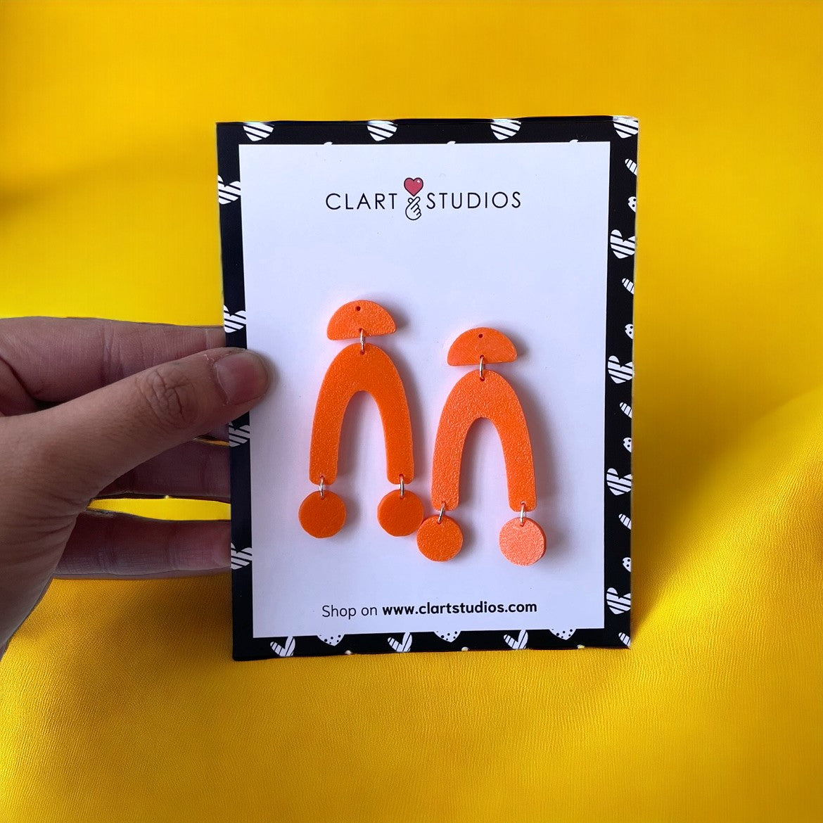 Classic Orange Dangle Stud Earrings - ClartStudios - Polymer clay Jewellery