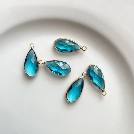 Sky Blue Drop Glass Crystal (25mm * 11mm) - ClartStudios - Polymer clay Jewellery