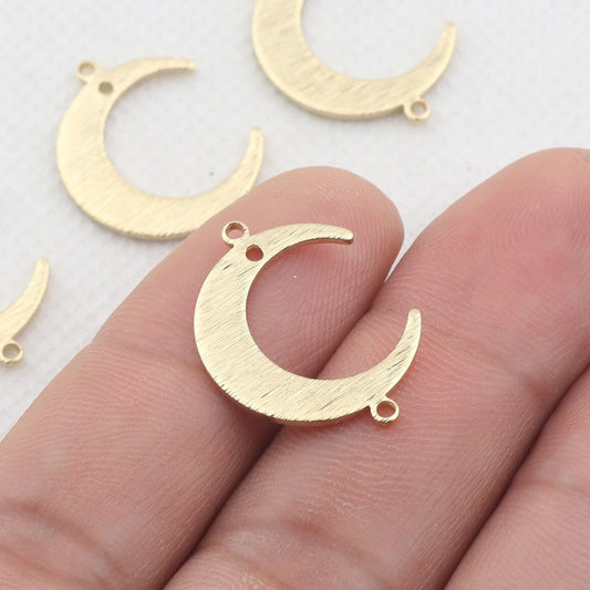 Moon charm Brass Textured - ClartStudios - Polymer clay Jewellery