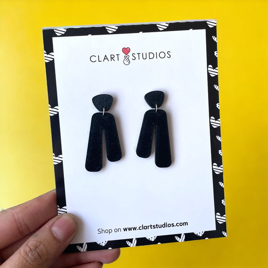 Black Basic Classic Stud Earrings - ClartStudios - Polymer clay Jewellery