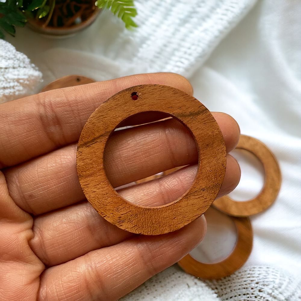 Wood Circle Charm - ClartStudios - Polymer clay Jewellery