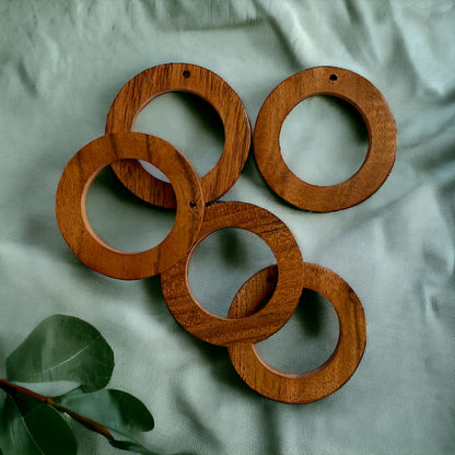 Wood Circle Charm - ClartStudios - Polymer clay Jewellery