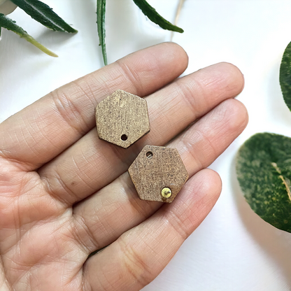 Hexagon Wood Stud Findings - ClartStudios - Polymer clay Jewellery