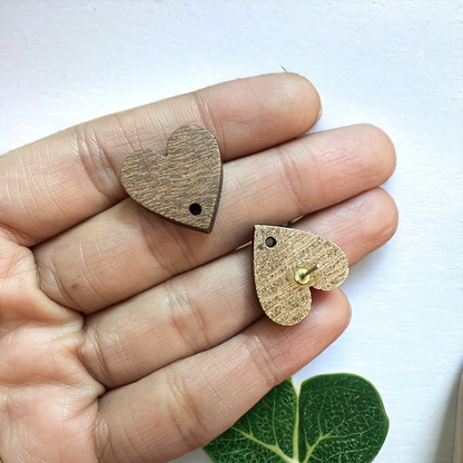 Heart Wood Stud Findings - ClartStudios - Polymer clay Jewellery