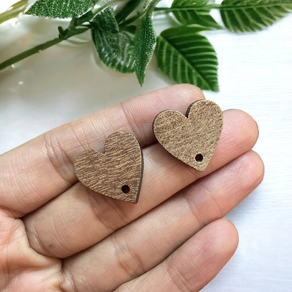 Heart Wood Stud Findings - ClartStudios - Polymer clay Jewellery