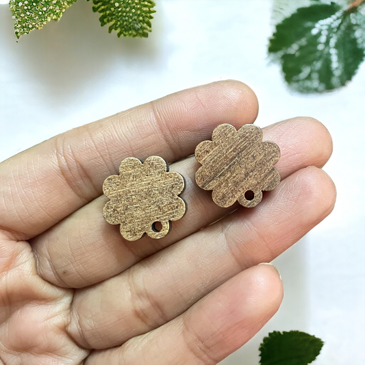 Flower Wood Stud Findings - ClartStudios - Polymer clay Jewellery