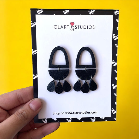 Pillar Dangle Black Basic Classic Stud Earrings - ClartStudios - Polymer clay Jewellery