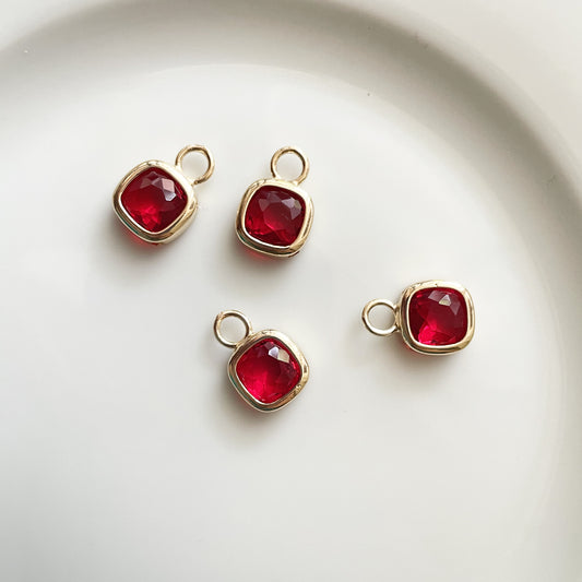 Red Glass Crystal (18mm * 12mm) - ClartStudios - Polymer clay Jewellery