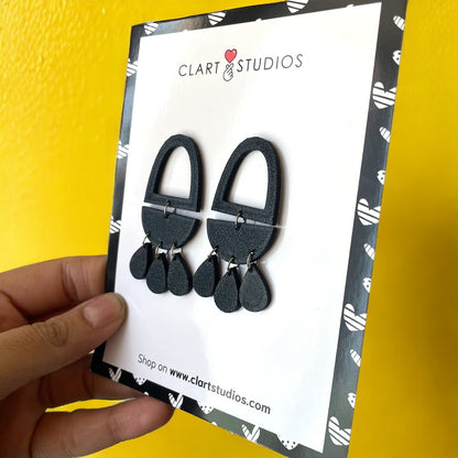 Pillar Dangle Black Basic Classic Stud Earrings - ClartStudios - Polymer clay Jewellery