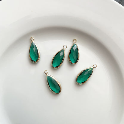 Green Drop Glass Crystal (25mm * 11mm) - ClartStudios - Polymer clay Jewellery