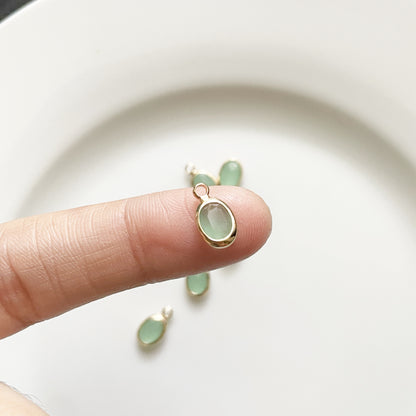 Light Green Matte Glass Crystal (12mm * 6mm) - ClartStudios - Polymer clay Jewellery