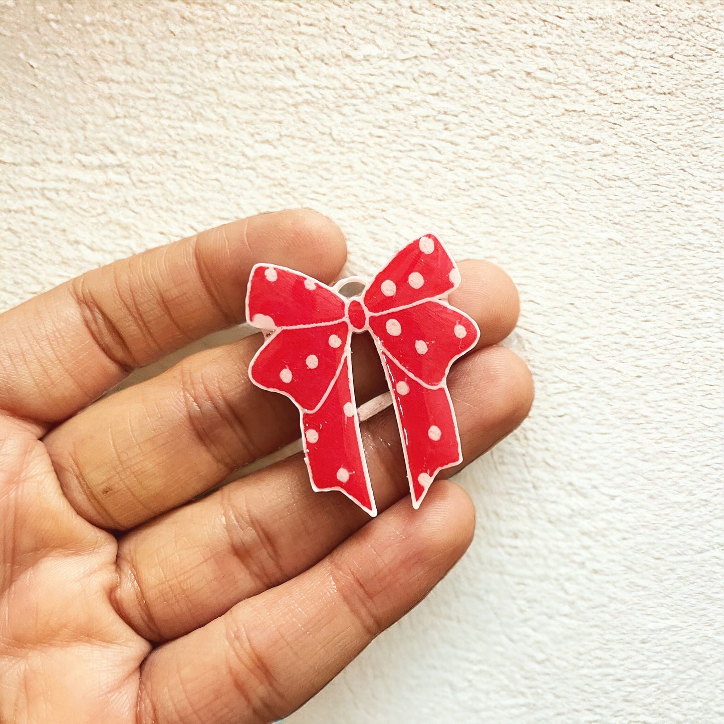 Red Bow charm - ClartStudios - Polymer clay Jewellery