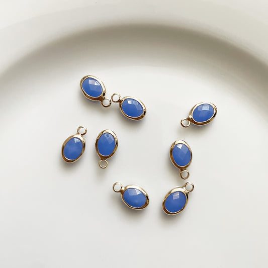 Matte Blue Glass Crystal (12mm * 6mm) - ClartStudios - Polymer clay Jewellery