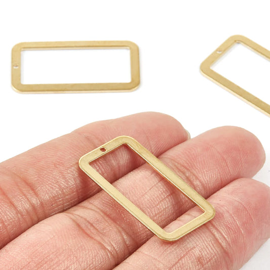 Brass Rectangle Charm - ClartStudios - Polymer clay Jewellery