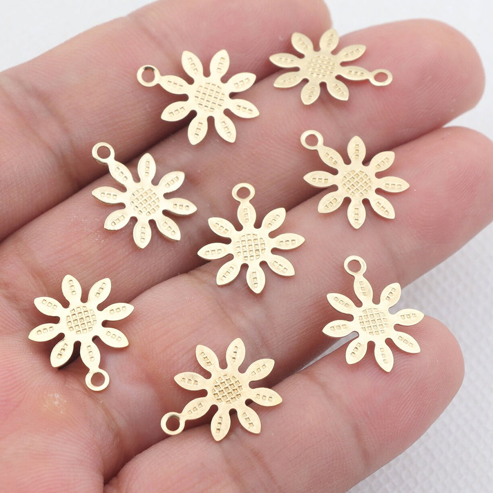 Brass Mini Daisy Charm - ClartStudios - Polymer clay Jewellery