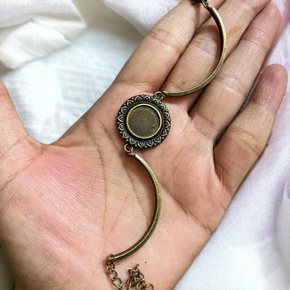 Flower Round Antique Bronze Bracelet Bezel - ClartStudios - Polymer clay Jewellery