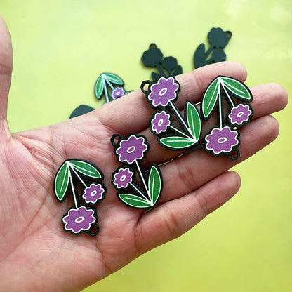 Purple Flower - ClartStudios - Polymer clay Jewellery