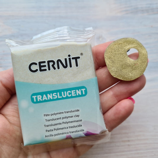 Cernit Translucent Glitter Gold - 56gms - ClartStudios - Polymer clay Jewellery