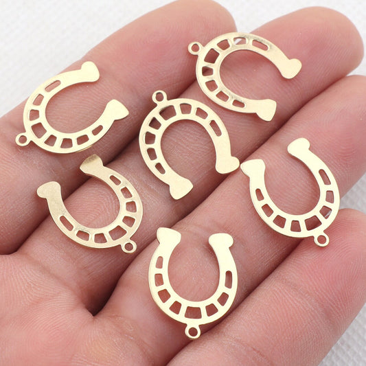 Brass Horse Shoe U Shaped Charm - ClartStudios - Polymer clay Jewellery