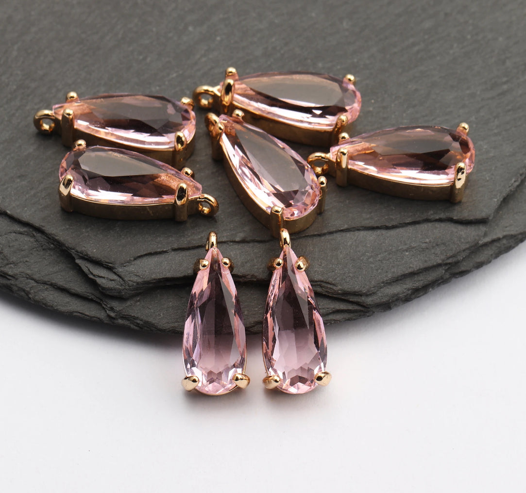 Rose Pink Drop Glass Crystal (18mm * 0.6mm) - ClartStudios - Polymer clay Jewellery