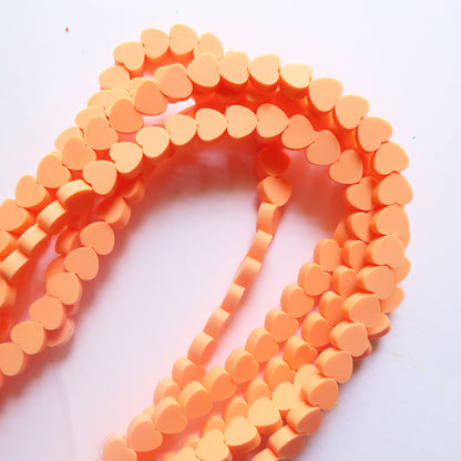 Neon Orange - 10mm Heart Polymer Clay Beads - ClartStudios - Polymer clay Jewellery