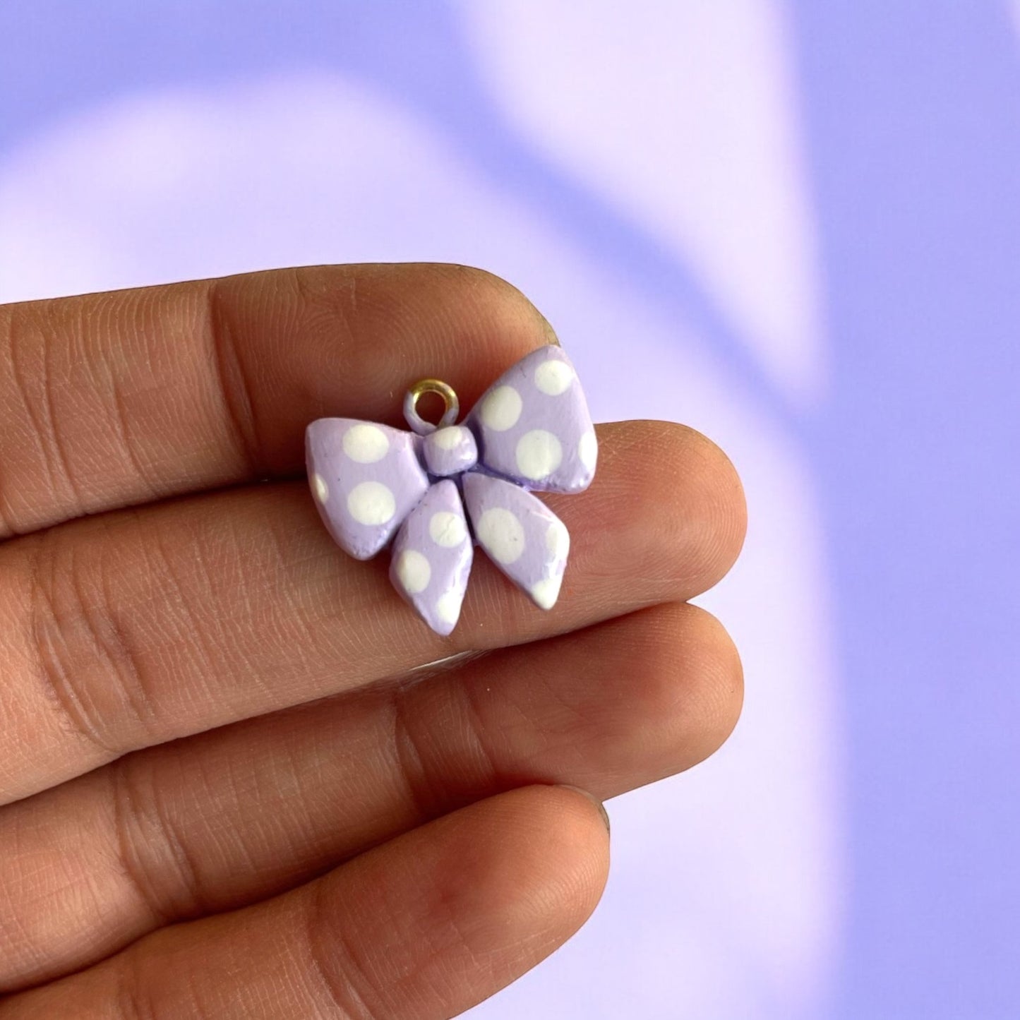 CC01 - Lilac Polka Dots Bow Charms