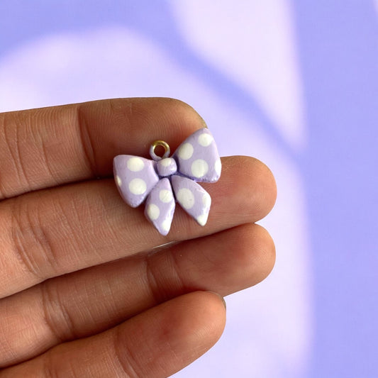 CC01 - Lilac Polka Dots Bow Charms