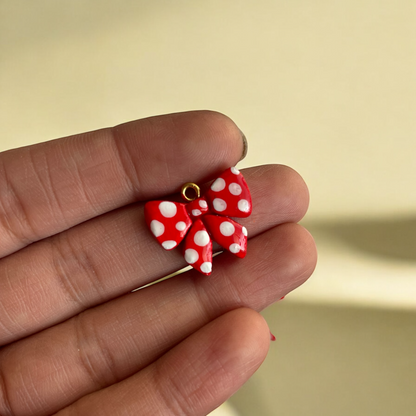 CC02 - Red Polka Dots Bow Charms