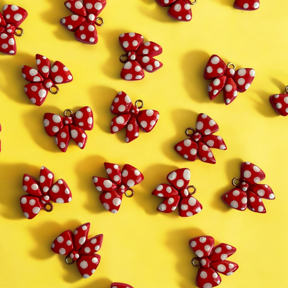 CC02 - Red Polka Dots Bow Charms