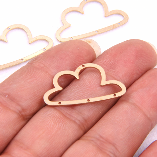 Cloud Connector Raw Brass Charm - ClartStudios - Polymer clay Jewellery