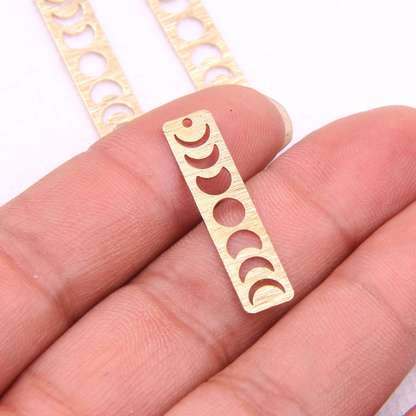 Moon's Phases Textured Raw Brass Charm - ClartStudios - Polymer clay Jewellery