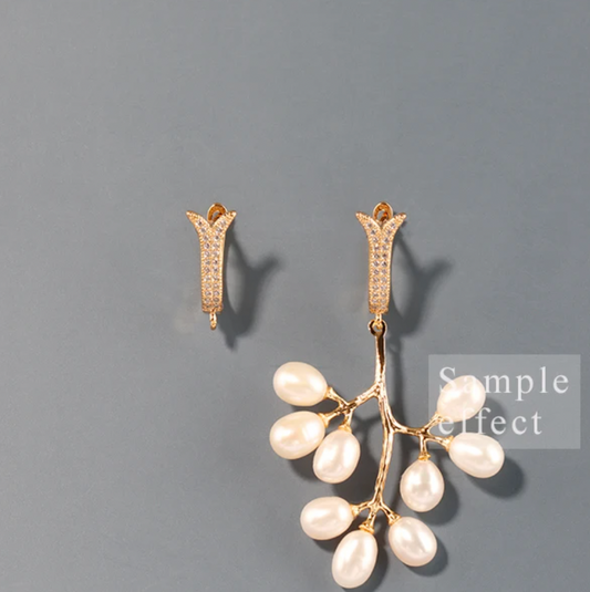 PS017 - Zircon Motif Design Lever Back Stud (18K Gold) - ClartStudios - Polymer clay Jewellery