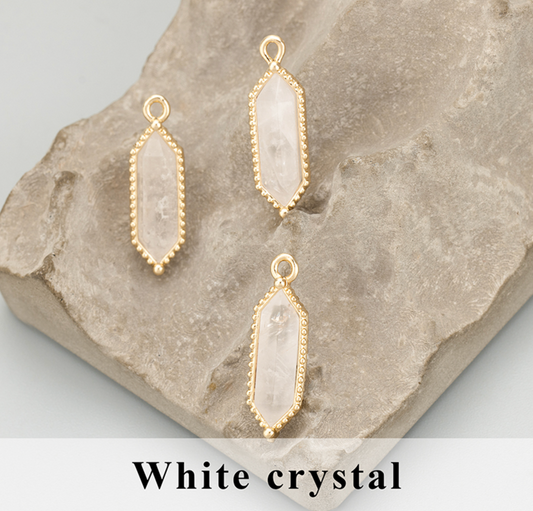 White Crystal Stone Crystal 18k Charm Premium (1pc) - ClartStudios - Polymer clay Jewellery