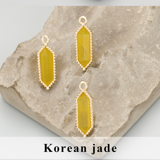 Korean Jade Crystal Stone Crystal 18k Charm Premium (1pc) - ClartStudios - Polymer clay Jewellery