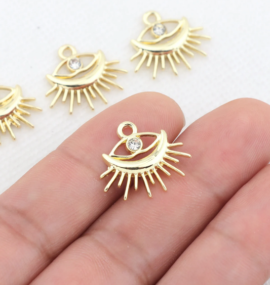 Gold Plated Eye Stone Diamond Pendant Charm