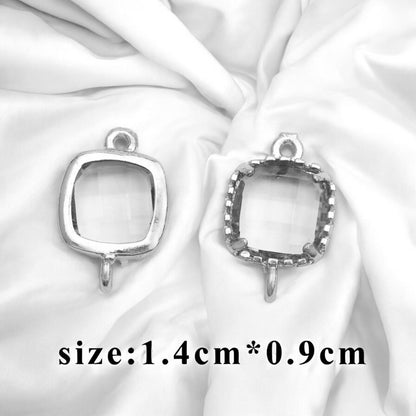 Baby Pink Small Rounded Square Hanging Glass Crystal (14mm * 9mm) (1pc)