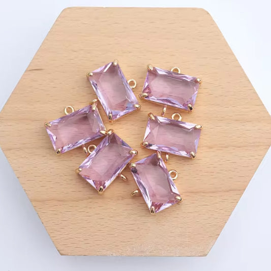 Lilac Rectangle Glass Crystal (17mm * 16mm)