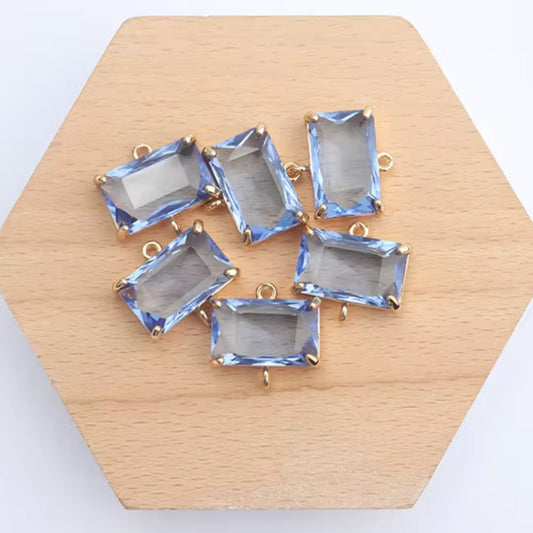 Blue Rectangle Glass Crystal (17mm * 16mm)