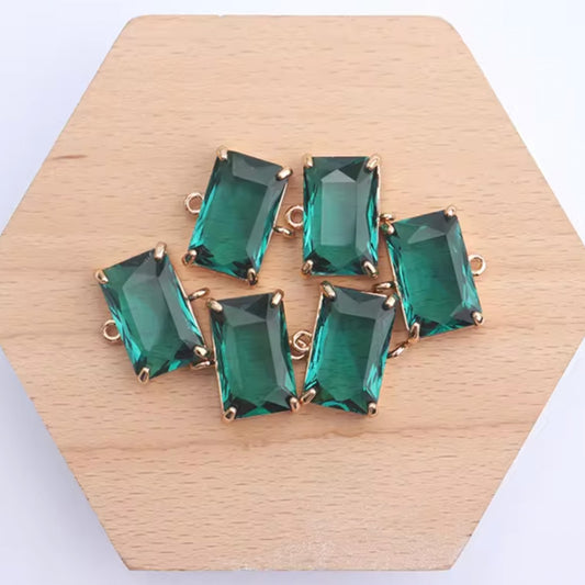 Green Rectangle Glass Crystal (17mm * 16mm)