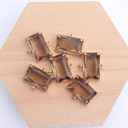 Brown Rectangle Glass Crystal (17mm * 16mm)