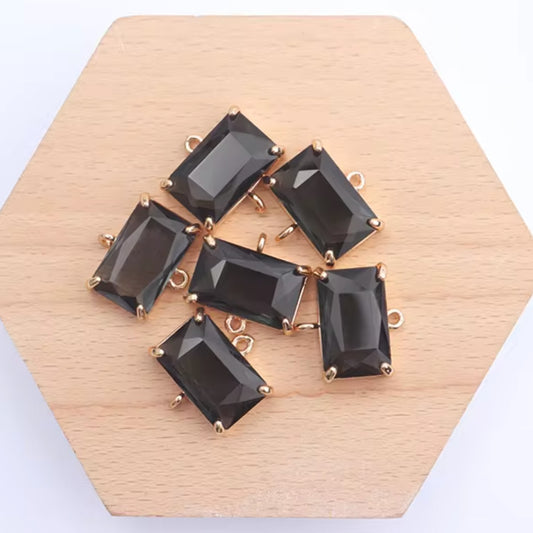 Black Rectangle Glass Crystal (17mm * 16mm)