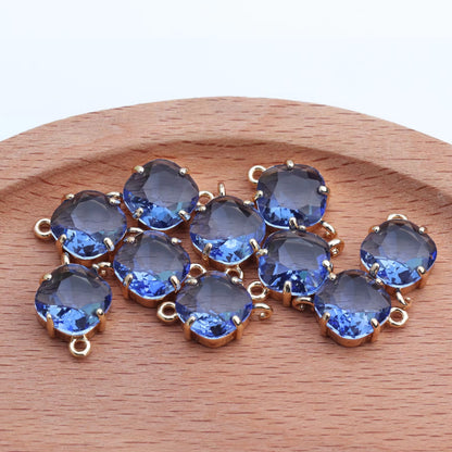 Blue Rounded Square Hanging Glass Crystal (10mm * 16mm)