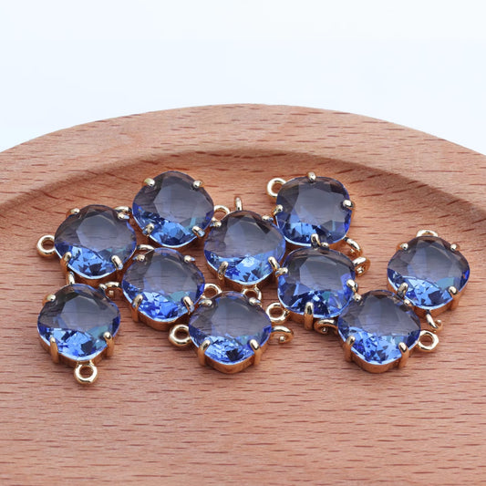 Blue Rounded Square Hanging Glass Crystal (10mm * 16mm)