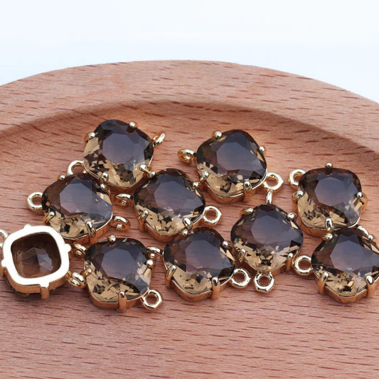 Brown Rounded Square Hanging Glass Crystal (10mm * 16mm)