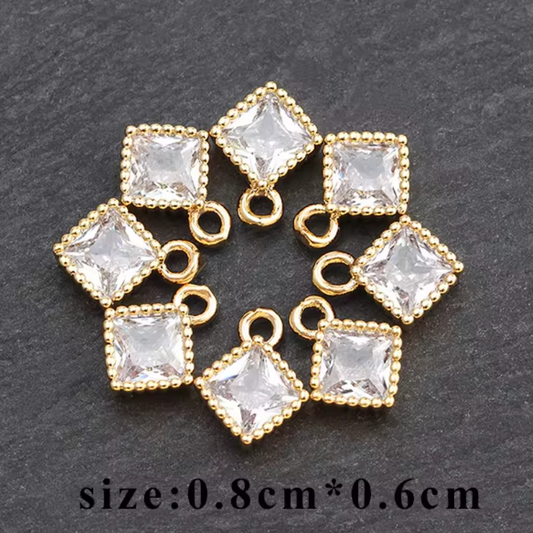 Zircon Micro Rhombus Gemstone 18k Gold Plated Hanging (2pc)