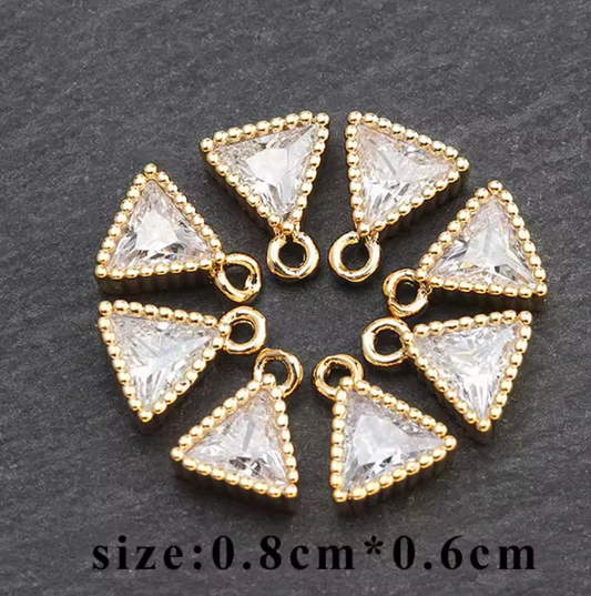 Zircon Micro Triangle Gemstone 18k Gold Plated Hanging (2pc)