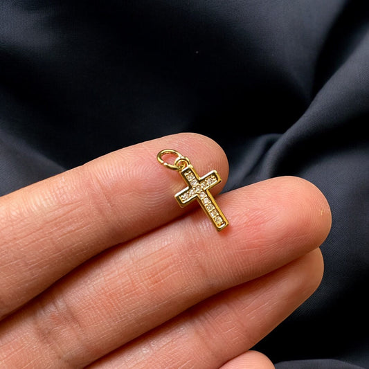 Zircon Multi Stone Cross 18k Gold Plated Brass Pendant (Anti Tarnish) (1pc)