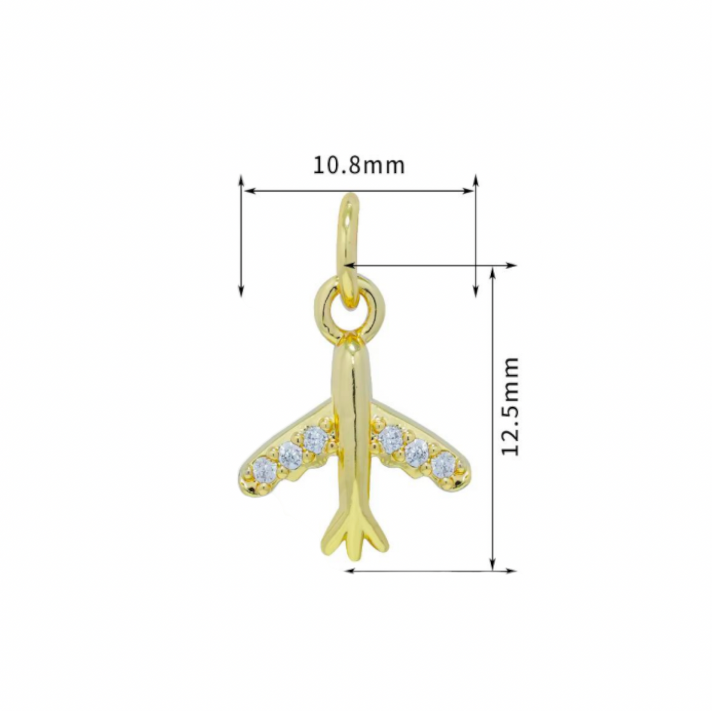 BTF20 - Zircon Airplane 18k Gold Plated Brass Pendant (Anti Tarnish) (1pc)